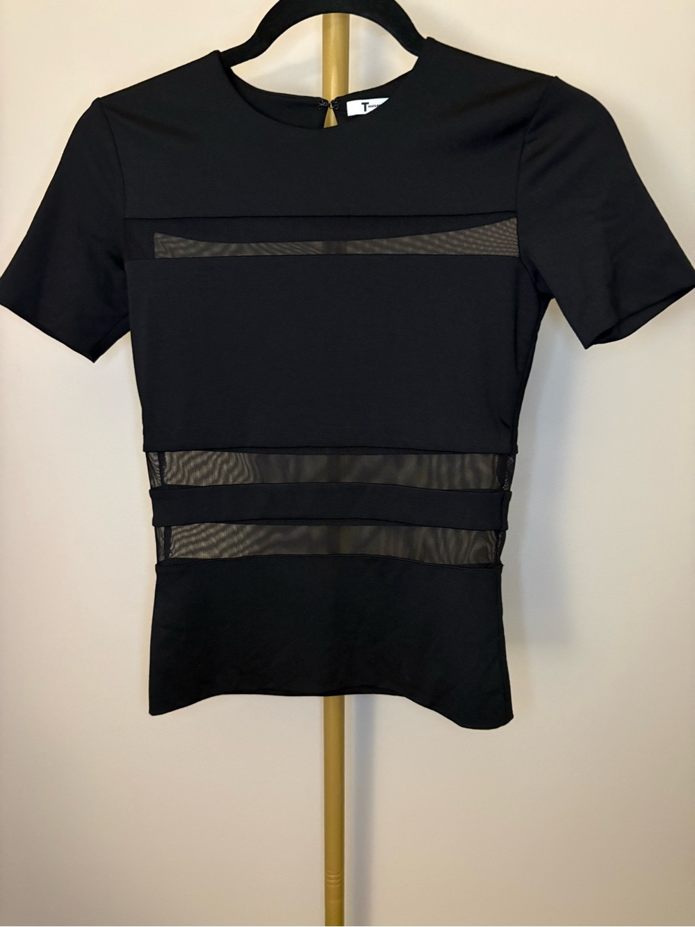 T by Alexander Wang Black Mesh Accent Short-Sleeve Top
